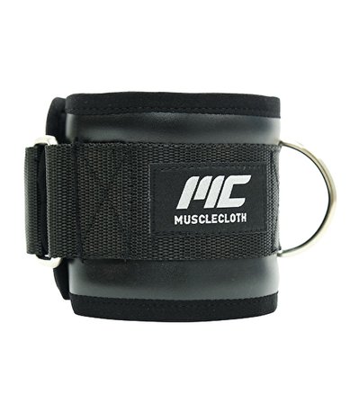 MuscleCloth Deri Padded Ankle Cuff 2'li Paket Siyah