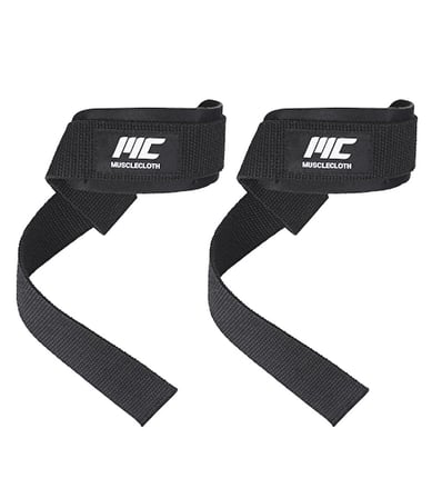 MuscleCloth Padded Lifting Straps + Padded Ankle Cuff Seti Siyah
