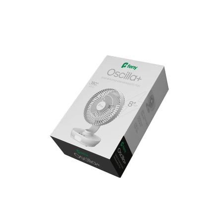 FENY FN-F88, Oscilla+, BEYAZ,  3 Kademeli Hız, 150 Derece Otomatik Salınım, 8" Kanat, Masaüstü, Gece Lambası, Dahili 3000mAh Bataryalı, Type-C Şarj Girişli, Vantilatör