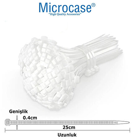 Microcase Plastik Kablo Bağı Cırt Kelepçe 3.6 X 250MM  Şeffaf 100 Adet- ŞEFFAF AL4481