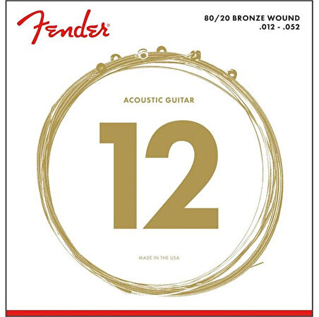 Fender 70L 80/20 Bronze Takım Tel Akustik Gitar Teli 012-052