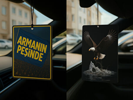 Sarı Lacivert Armanın Peşinde ve Kartal - İkili Oto Kokusu - Dekoratif Araç Kokusu ve Aksesuarı