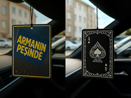 Sarı Lacivert Armanın Peşinde ve Maça As - İkili Oto Kokusu - Dekoratif Araç Kokusu ve Aksesuarı