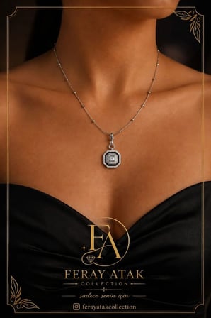 Feray Atak Collection Baget Zirkon Taşlı Silver Kolye