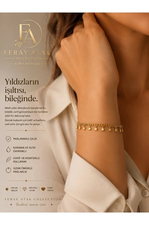 Feray Atak Collection Vıp 14K Yıldız Detaylı Minimal Zincir Bileklik