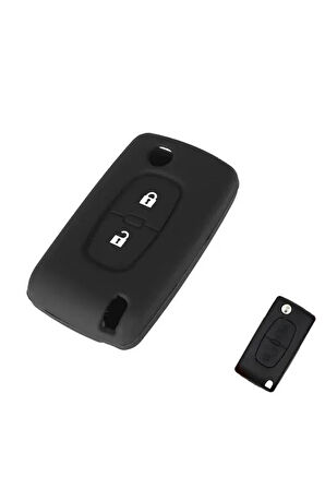 Citroen Berlingo Xsara Picasso C2 C3 C4 C5 C6 C8 Uyumlu 2 Tuş Silikon Anahtar Koruma Kılıf Siyah