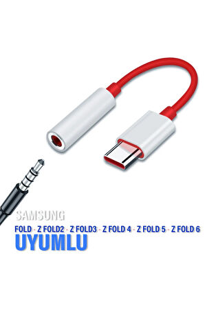 Samsung Fold ZFold2 ZFold3 ZFold4 ZFold5 ZFold 6 3.5mm Type-C Jack Çevirici Kulaklık Dönüştürücü