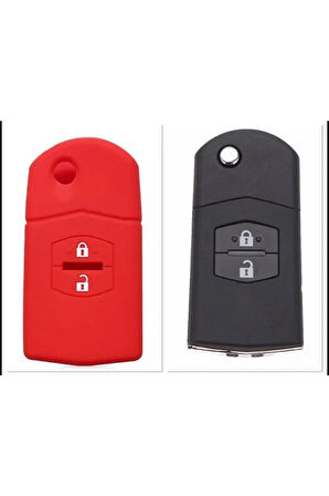 Mazda 2 3 5 6 Uyumlu 2 Tuşlu Silikon Anahtar Koruma Kılıfı Kırmızı Renk