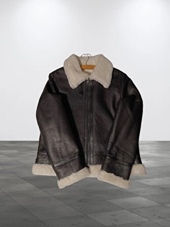 Kürklü mont kaban Hakiki koyun derisi ve kürk napa