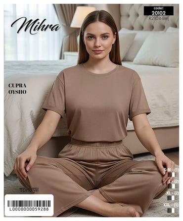 Mihra 20102 Kadın Oysho Kısa Kol Pijama Takımı