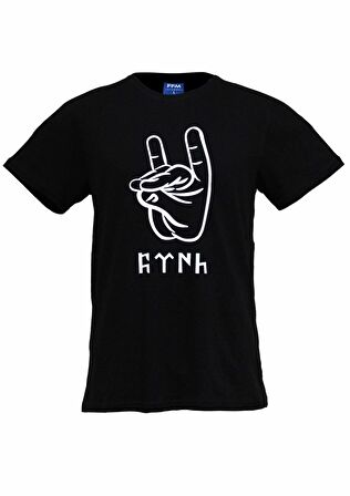 FFM İSTANBUL BOZKURT İŞARETİ BASKILI SİYAH BASIC TSHIRT