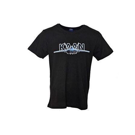 FFM İSTANBUL KAAN UÇAK BASKILI SİYAH BASIC T-SHIRT