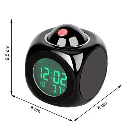 Projeksiyonlu LED Çalar Saat Büyük Kırmızı Zaman Gösterimi, Sıcaklık ve Çoklu Alarm, LCD Ekran