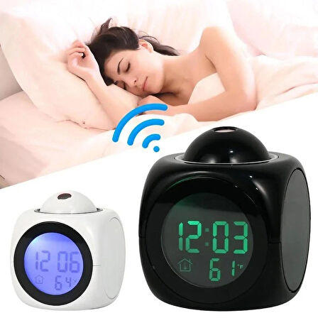 Projeksiyonlu LED Çalar Saat Büyük Kırmızı Zaman Gösterimi, Sıcaklık ve Çoklu Alarm, LCD Ekran
