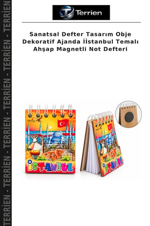 Sanatsal Defter Tasarım Obje Dekoratif Ajanda İİstanbul Temalı Ahşap Magnetli Not Defteri