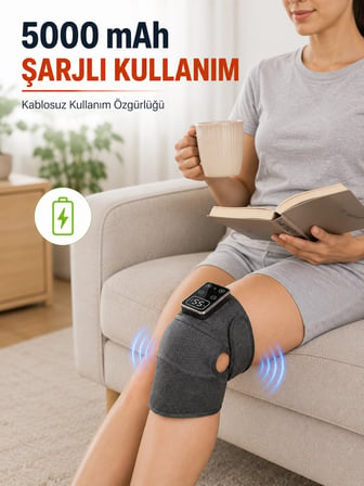Isıtmalı Ve Titreşimli Diz Masaj Aleti Şarjlı Dijital Ekranlı 5000 Mah Masaj Cihazı