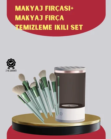 Profesyonel 13’lü Makyaj Fırçası + Usb Fırça Temizleyici İkili Set