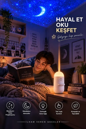 Çocuk Odası İçin Yıldızlı Gökyüzü Projeksiyon Gece Lambası