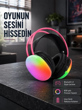 Ergonomik Rgb Bluetooth Kulaklık 3d Ses Yeni Nesil