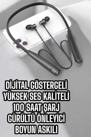 Dijital Göstergeli Kulak İçi Kablosuz Bluetooth Kulaklık Boyun Bantlı Yeni Nesil