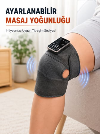 Şarjlı Diz Masaj Cihazı Isıtma Ve Titreşim Özellikli Dijital Kontrollü Masaj Aleti