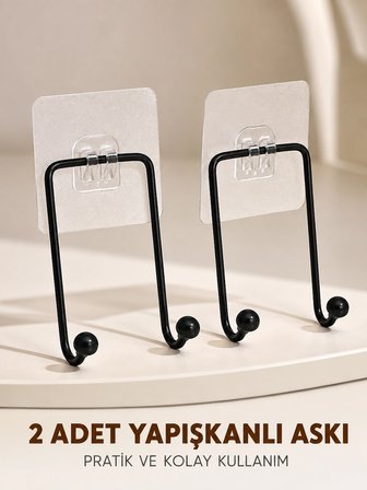 İkili Duvar Tipi Yapışkanlı Askılık Pratik Ev Düzenleme Askısı