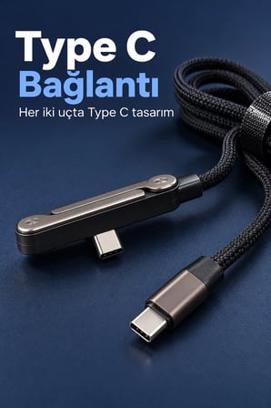 Type C Şarj Kablosu Katlanabilir Telefon Standlı Örgü Tasarım