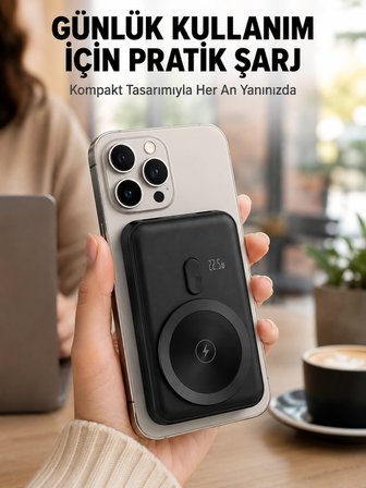 Magsafe Uyumlu Kablosuz Powerbank Taşınabilir Hızlı Şarj Yeni Nesil