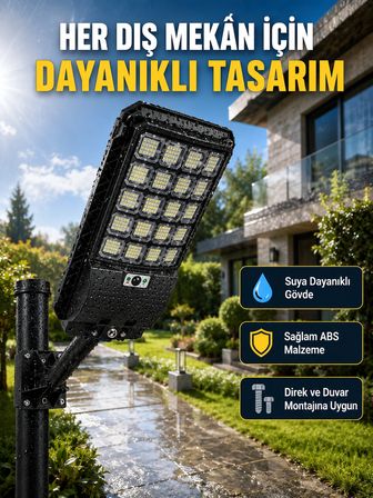 Güneş Enerjili Dış Mekan Led Lambası Geniş Aydınlatma Açılı Akıllı Sokak Lambası