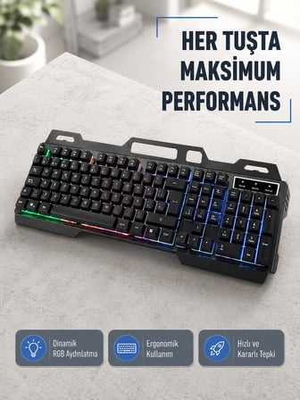 Rgb Aydınlatmalı Klavye Mouse Seti – Usb Bağlantılı, Türkçe Q, Ayarlanabilir Dpı, Ergonomik Yapı