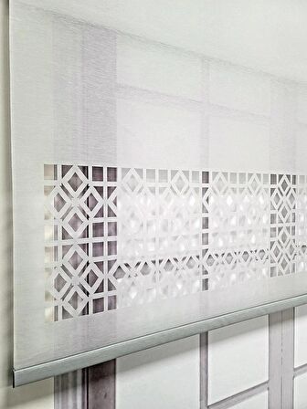 BBB Çift Mekanizmalı Lazer Kesim Tül ve Stor Perde MLTY1002