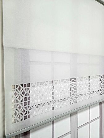 BBB Çift Mekanizmalı Lazer Kesim Tül ve Stor Perde MLTY1002