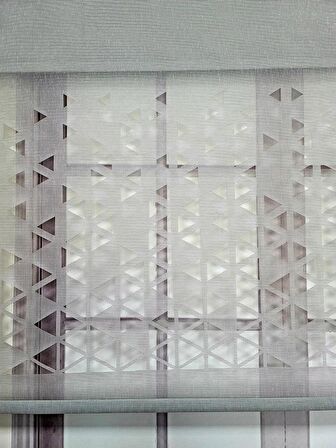 BBB Lazer Kesim Çift Mekanizmalı Tül Stor Perde Gri MLT5005