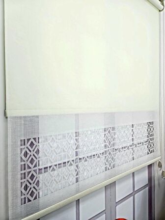 BBB Çift Mekanizmalı Keten Lazer Kesim Tül ve Stor Perde MLT1050