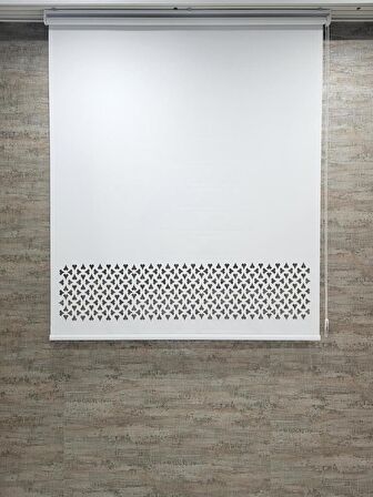 Stor Perde Desenli Lazer Kesim Kalın Kumaşlı BEYAZ ML100