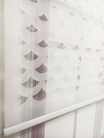 BBB Lazer Kesim Çift Mekanizmalı Tül Stor Perde Beyaz MLT5003