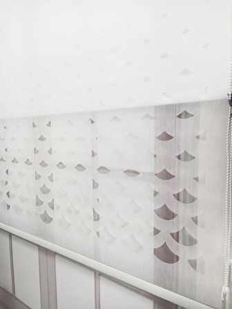 BBB Lazer Kesim Çift Mekanizmalı Tül Stor Perde Beyaz MLT5003