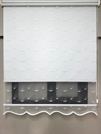 BBB Blackout Işık Geçirmez Çift Mekanizmalı Tül Stor Perde Beyaz TS1095BL