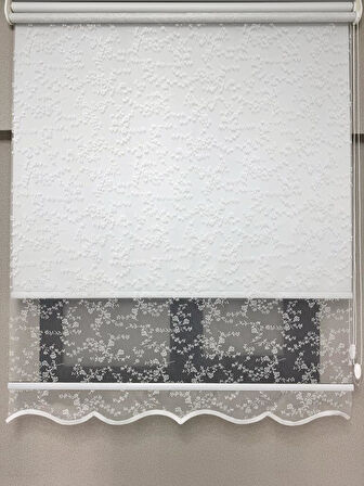 BBB Blackout Işık Geçirmez Çift Mekanizmalı Tül Stor Perde Beyaz TS4003BL