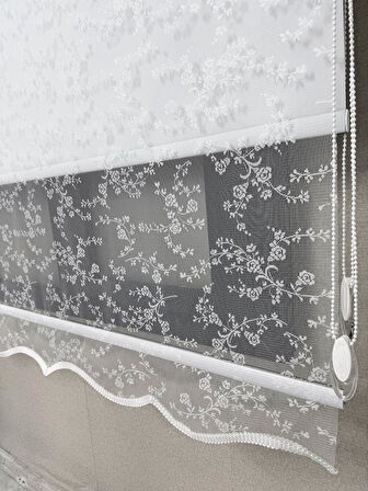 BBB Blackout Işık Geçirmez Çift Mekanizmalı Tül Stor Perde Beyaz TS4003BL