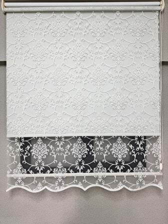 BBB Blackout Işık Geçirmez Çift Mekanizmalı Simli Tül Stor Perde Beyaz TS1018SBL