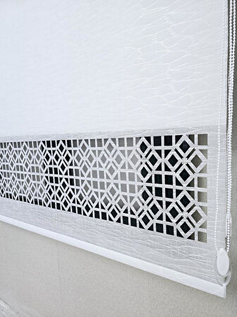 BBB Keten Kumaşlı Lazer Kesim Tül Stor Perde MLT1004