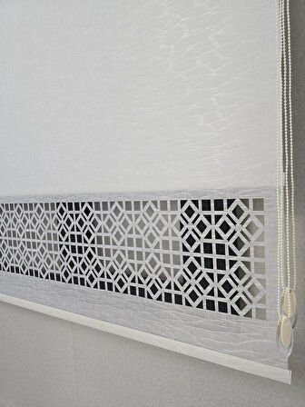 BBB Keten Kumaşlı Lazer Kesim Tül Stor Perde MLT1004