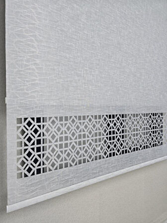 BBB Keten Kumaşlı Lazer Kesim Tül Stor Perde MLT1004