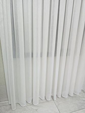 Çizgili Gold Simli Tül Perde Ekru 1 e 3 Pileli ET4020GOLD