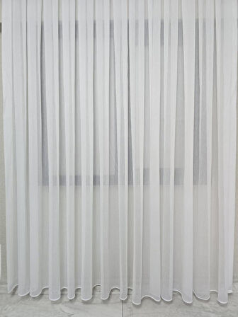 Çizgili Şeffaf Simli Şık Tül Perde Ekru 1 e 2,5 Pileli ET4020SIMLI