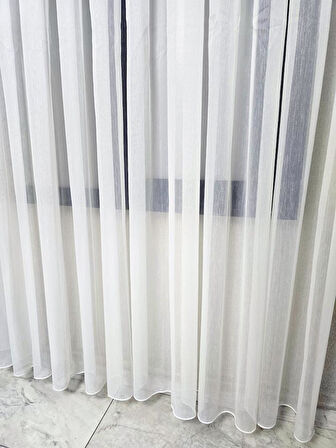 Vakkorama Simli Kumaşlı Kalın Tül Perde Ekru 1 e 3 Pileli ET4030SIMLI
