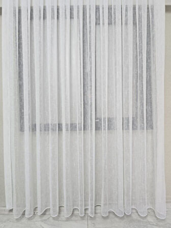 Naturel Keten Dokulu Şık Tül Perde Ekru 1 e 2,5 Pileli ET5002NATUREL