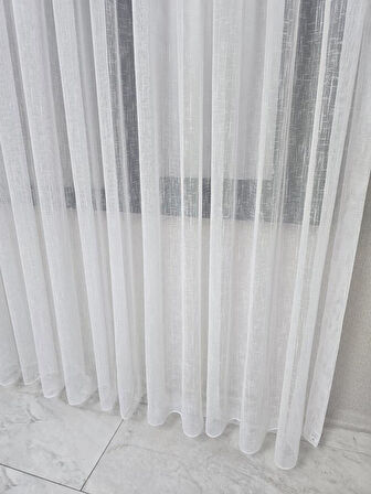 Naturel Keten Dokulu Şık Tül Perde Ekru 1 e 2,5 Pileli ET5002NATUREL
