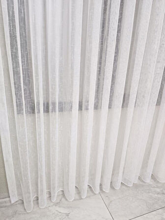 Naturel Keten Dokulu Şık Tül Perde Ekru 1 e 2,5 Pileli ET5002NATUREL